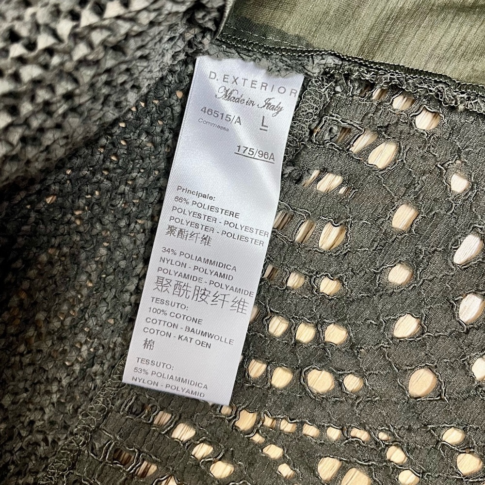 MADE IN ITALY • D. Exterior Olive Green Knit Top Size Large NEW - Picture 3 of 6